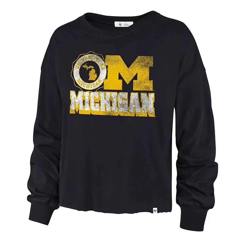 '47 Michigan Wolverines Bottom Line Parkway Long Sleeve High Waist T-Shirt