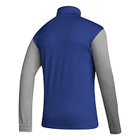 adidas /Heathered Gray Kansas Jayhawks Team AEROREADY Half-Zip Top