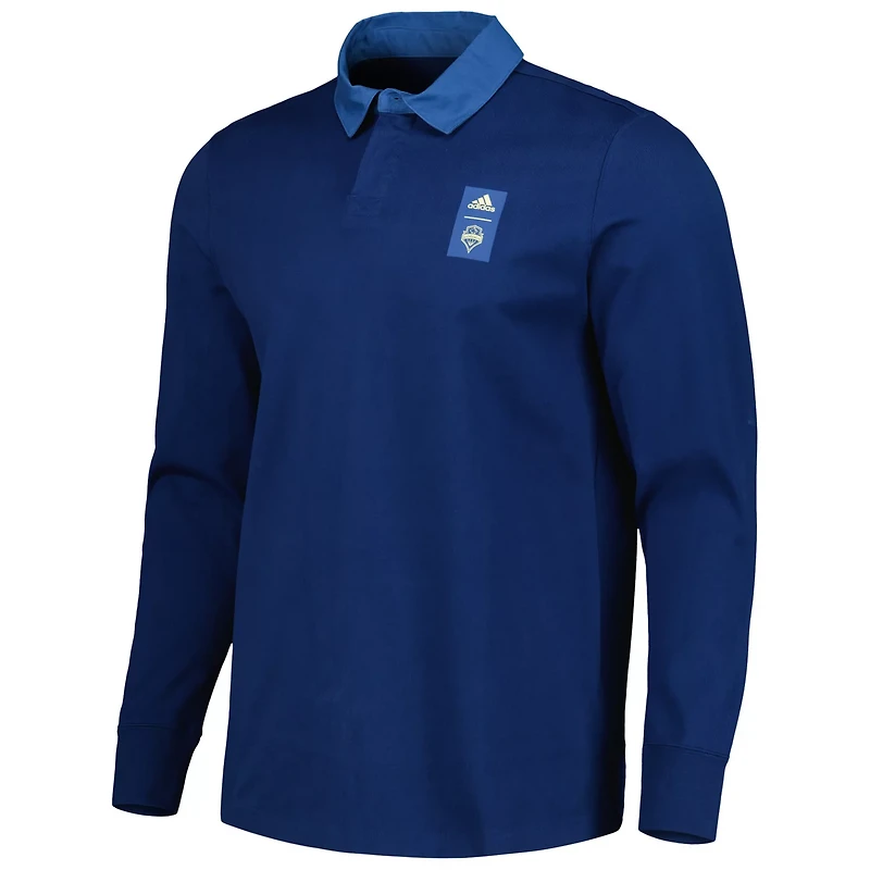 adidas 2023 Player Seattle Sounders FC Travel Long Sleeve Polo