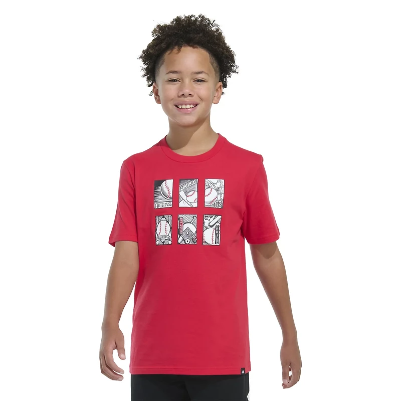 adidas Boys' Baseball Card Short Sleeve T-shirt