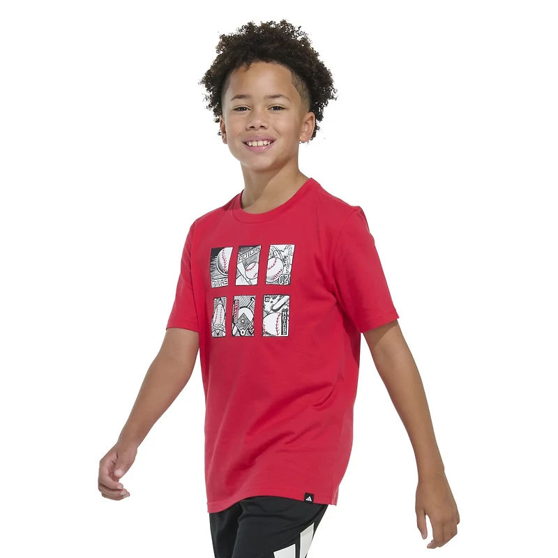 adidas Boys' Baseball Card Short Sleeve T-shirt