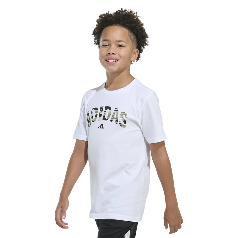 adidas Boys' Tiger Camo Stack Short Sleeve T-shirt