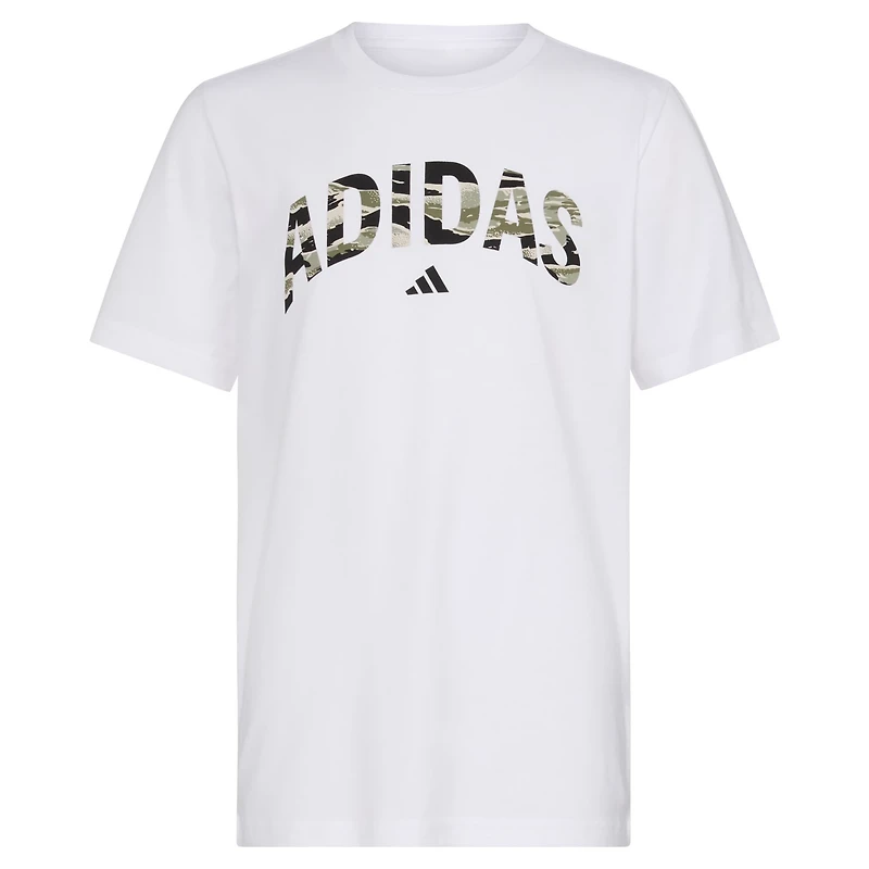 adidas Boys' Tiger Camo Stack Short Sleeve T-shirt