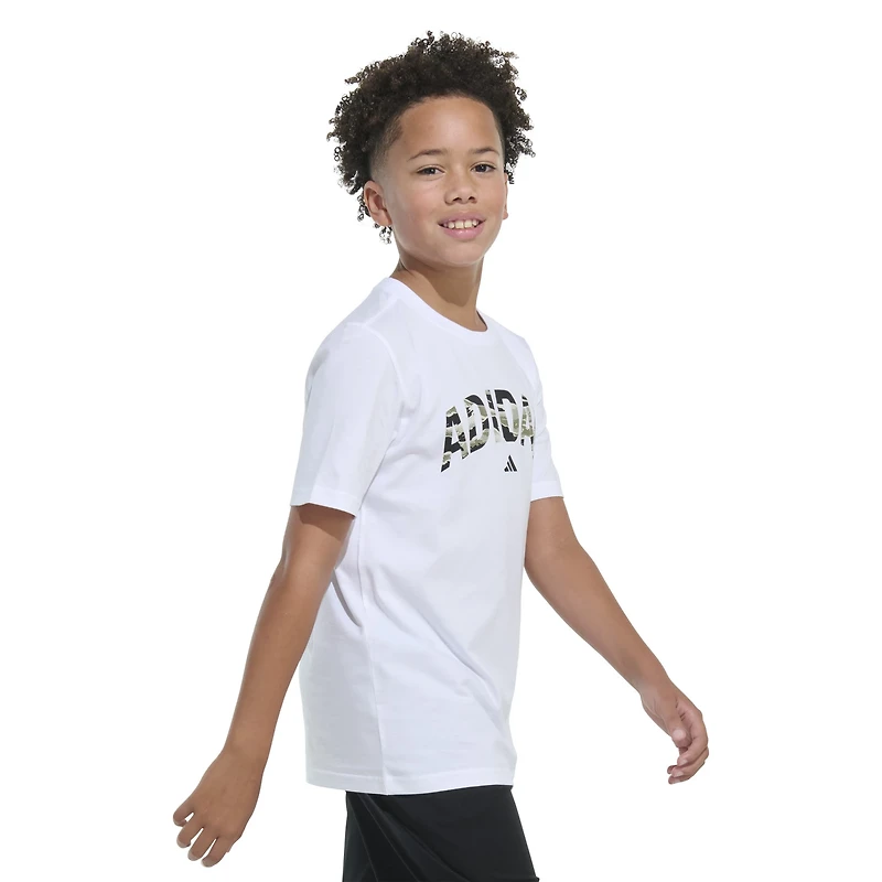 adidas Boys' Tiger Camo Stack Short Sleeve T-shirt