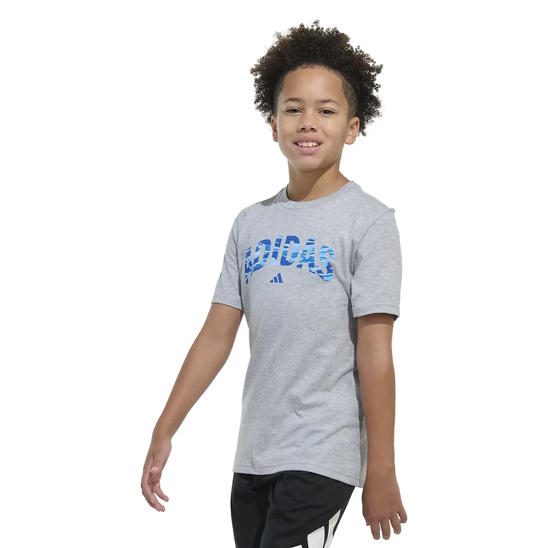 adidas Boys' Tiger Camo Stack Short Sleeve T-shirt