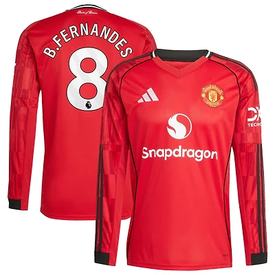adidas Bruno Fernandes Manchester United Home 2025 26 Replica Player Long Sleeve Jersey