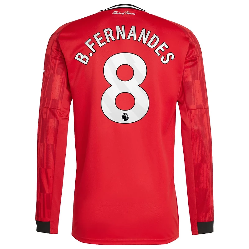 adidas Bruno Fernandes Manchester United Home 2025 26 Replica Player Long Sleeve Jersey