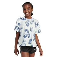 adidas Girls' All Over Print Loose Heather Box Short Sleeve Shirt