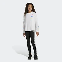 adidas Girls' Curved Hem Hooded T-Shirt