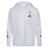 adidas Girls' Curved Hem Hooded T-Shirt