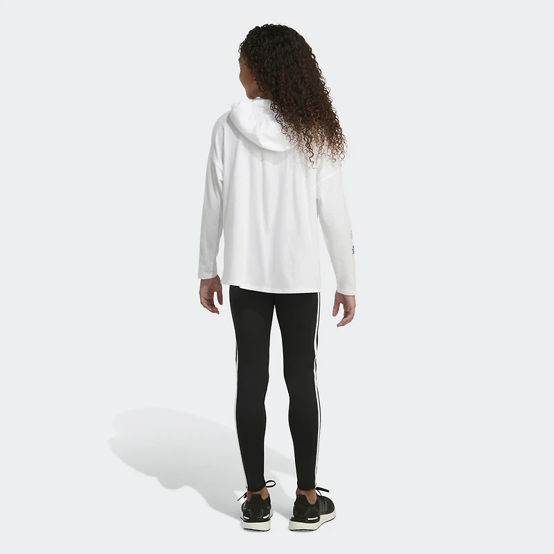 adidas Girls' Curved Hem Hooded T-Shirt
