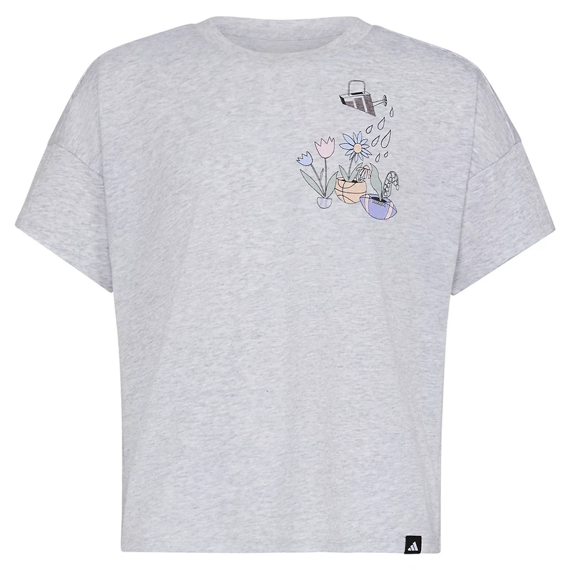 adidas Girls' Drop Shoulder Sports Garden Heather T-shirt