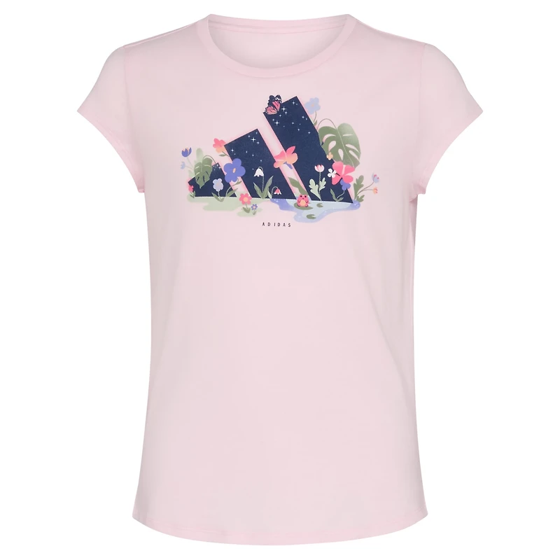 adidas Girls' Essential 3-Bar Flora Graphic T-shirt