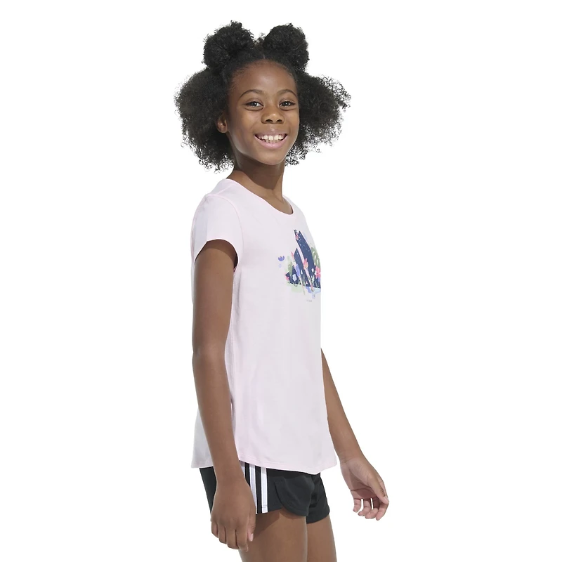 adidas Girls' Essential 3-Bar Flora Graphic T-shirt