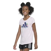 adidas Girls' Essential 3-Bar Flora Graphic T-shirt