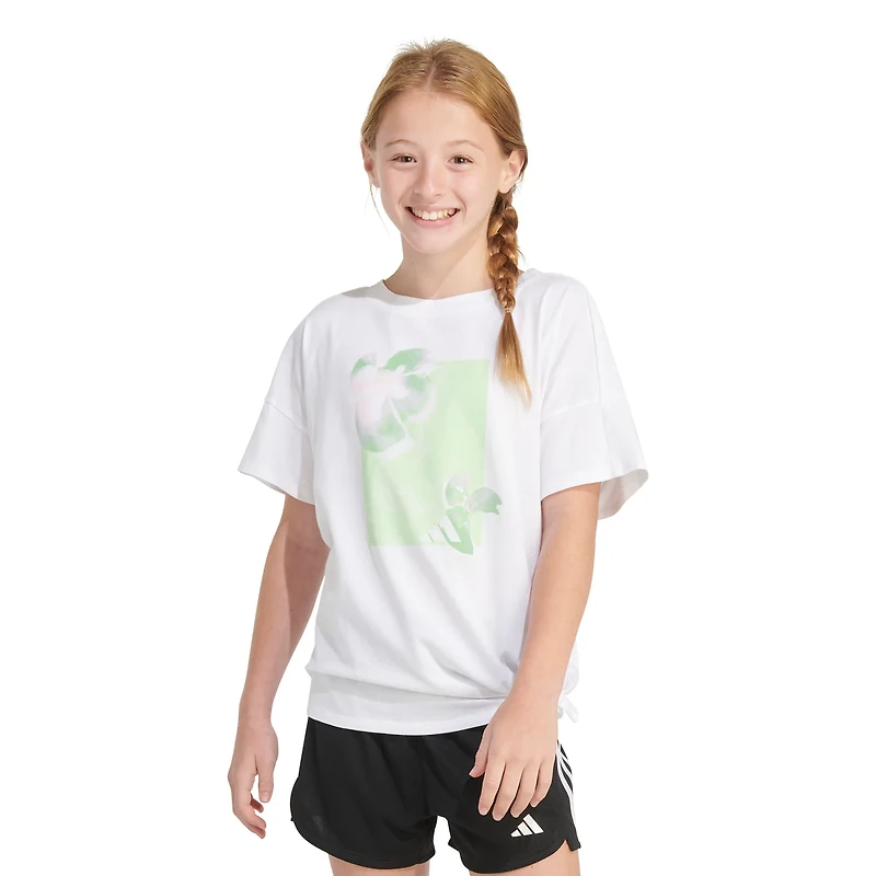 adidas Girls' Loose Tie Front S24 Short Sleeve Shirt