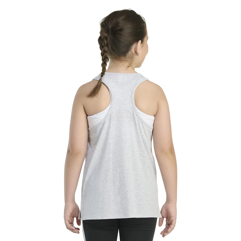 adidas Girls' Racerback Heather Graphic Tank Top
