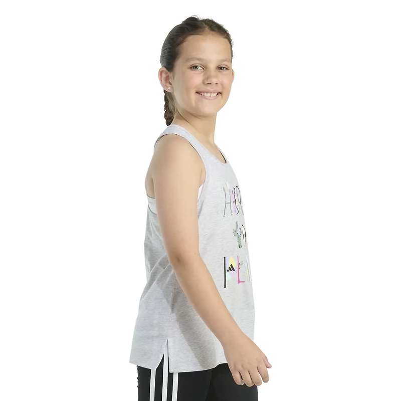 adidas Girls' Racerback Heather Graphic Tank Top