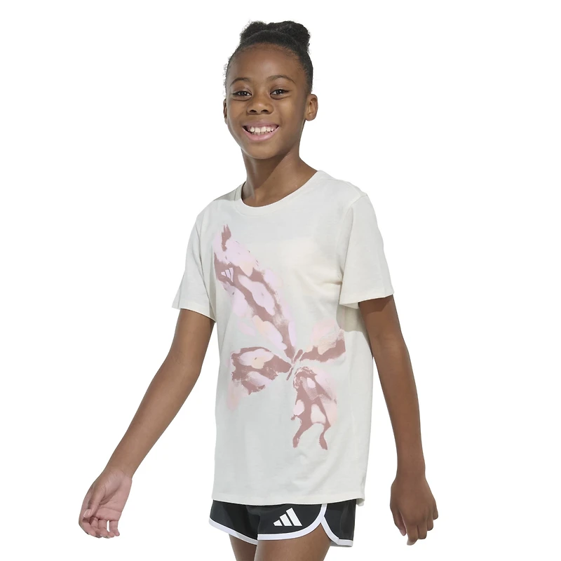 adidas Girls' Regular Fit Butterfly Heather T-shirt