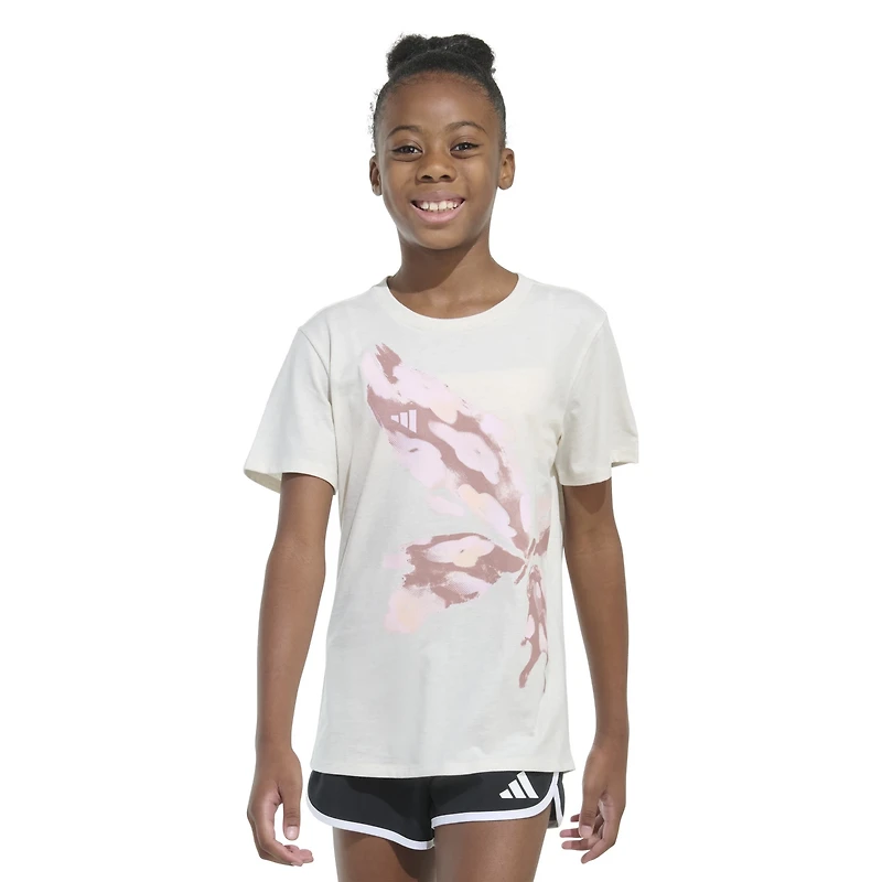 adidas Girls' Regular Fit Butterfly Heather T-shirt