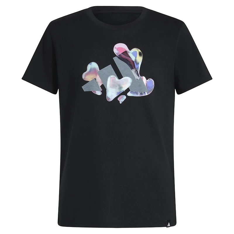 adidas Girls' Regular Fit Heart Bubbles Graphic T-shirt