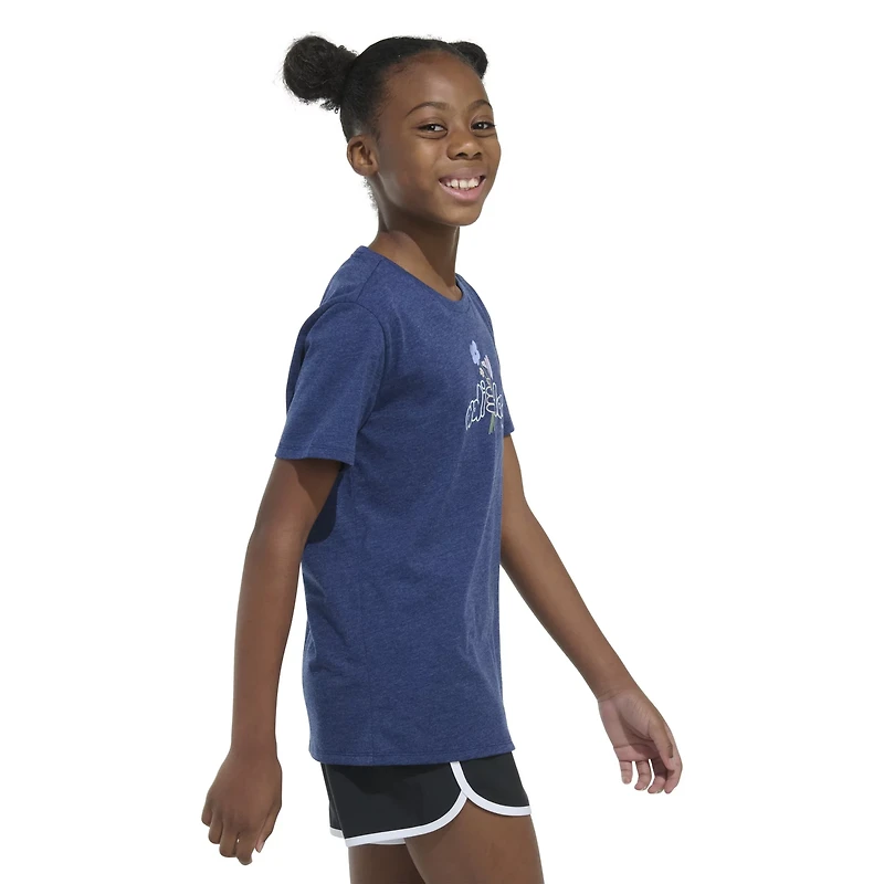 adidas Girls' Regular Fit Heather Graphic T-shirt