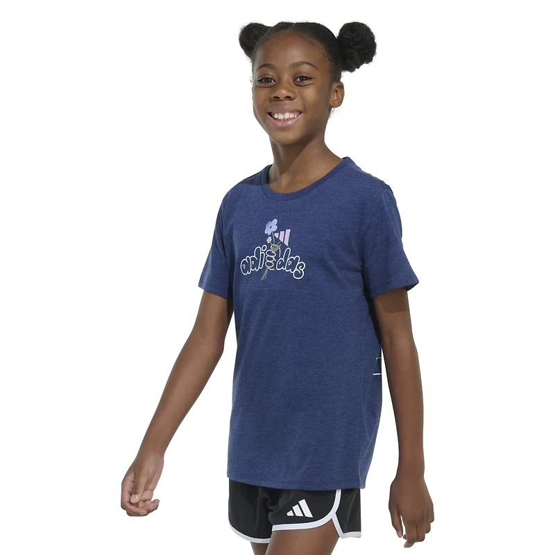 adidas Girls' Regular Fit Heather Graphic T-shirt