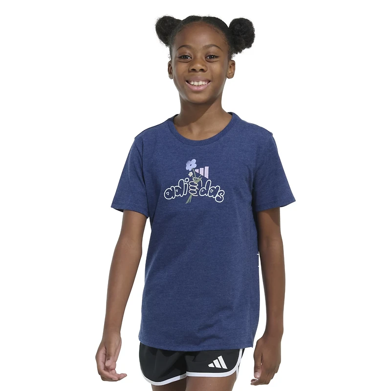 adidas Girls' Regular Fit Heather Graphic T-shirt