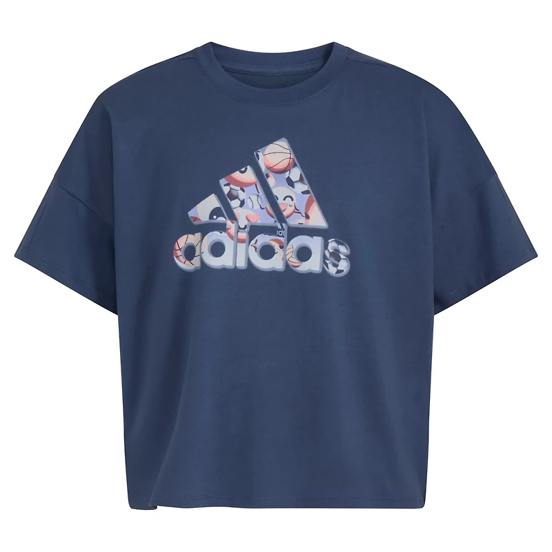 adidas Girls' Short Sleeve Loose Box Tee