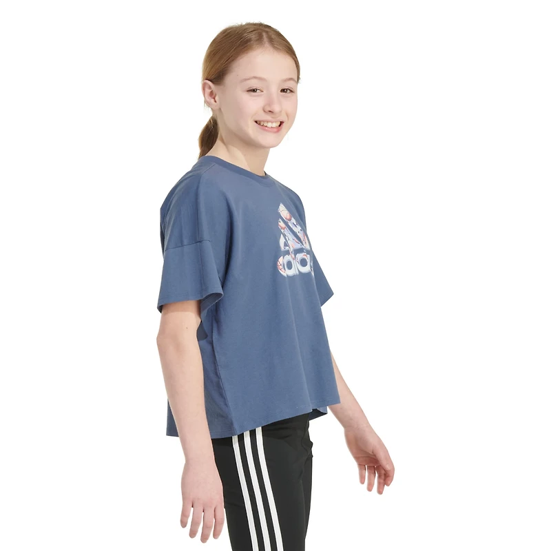adidas Girls' Short Sleeve Loose Box Tee