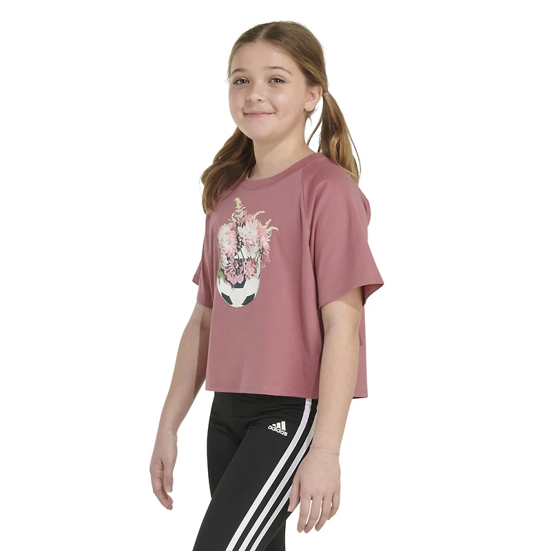adidas Girl's Short Sleeve Waist Raglan Tee