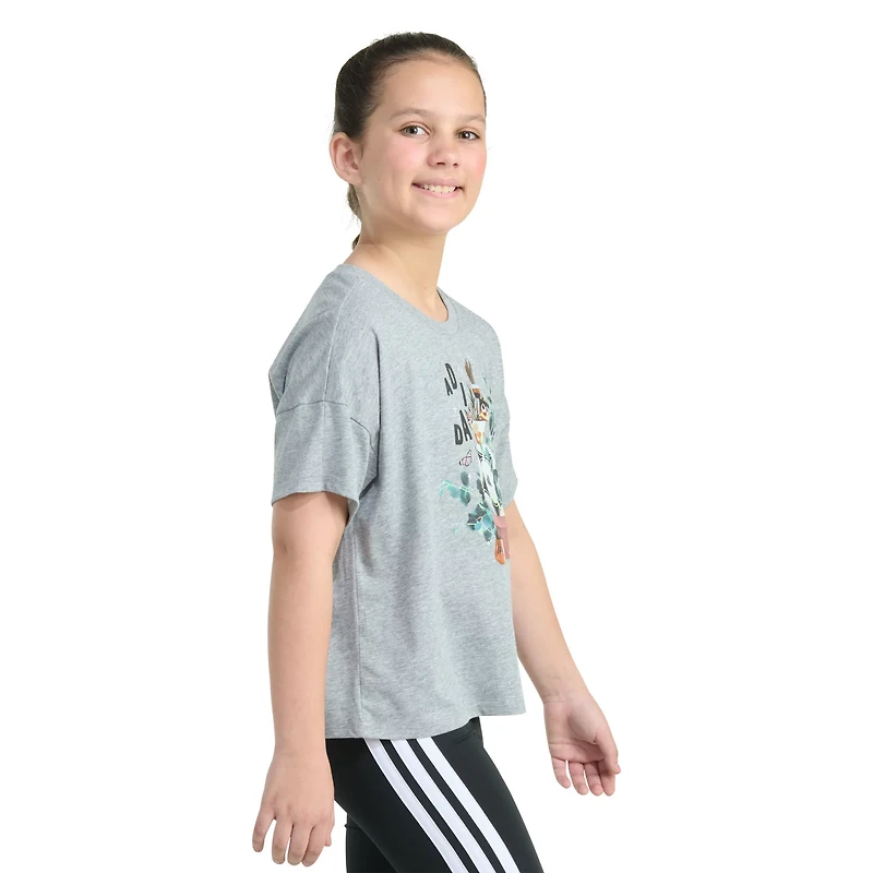 adidas Girls' Soccer Plant Drop Shoulder Short Sleeve Graphic T-shirt
