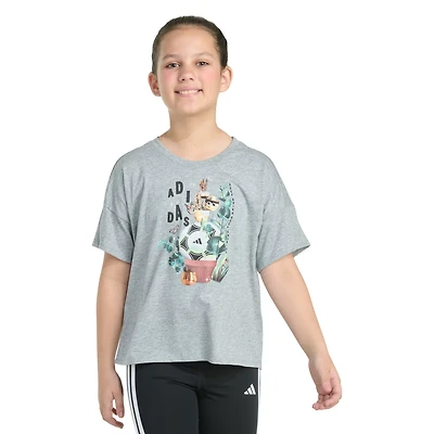 adidas Girls' Soccer Plant Drop Shoulder Short Sleeve Graphic T-shirt