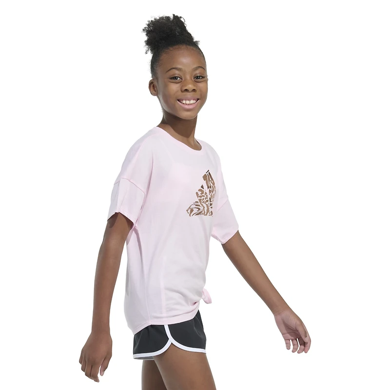 adidas Girls' Tie Front Gradient Animal Graphic T-shirt