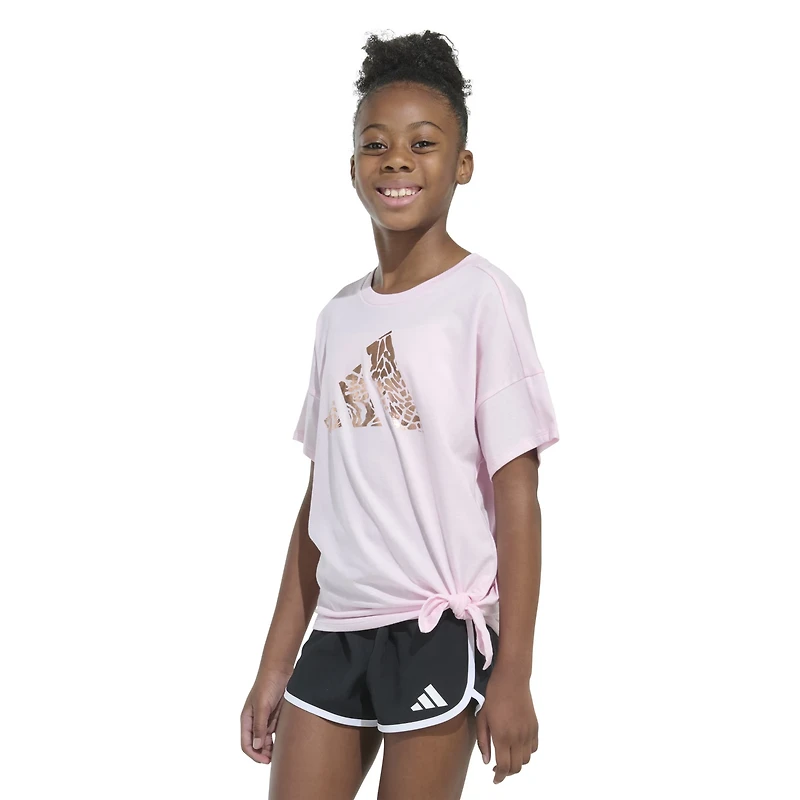 adidas Girls' Tie Front Gradient Animal Graphic T-shirt