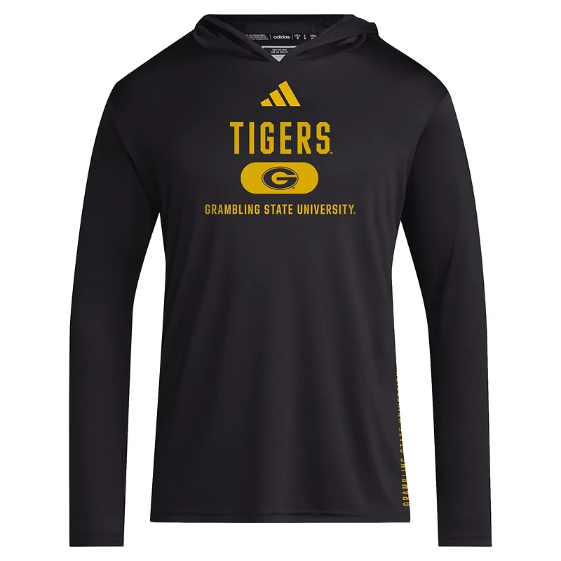 adidas Grambling Tigers 2024 Sideline Hooded Long Sleeve T-Shirt
