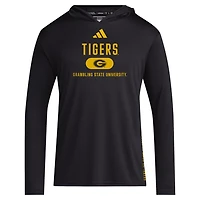 adidas Grambling Tigers 2024 Sideline Hooded Long Sleeve T-Shirt