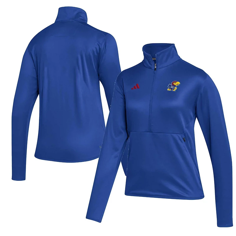 adidas Kansas Jayhawks 2023 Sideline AEROREADY Raglan Half-Zip Top