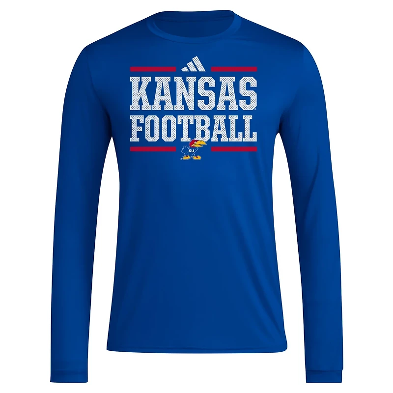 adidas Kansas Jayhawks Locker Football Pre-Game AEROREADY Long Sleeve T-Shirt