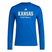 adidas Kansas Jayhawks Locker Practice Football Pre-Game Long Sleeve T-Shirt
