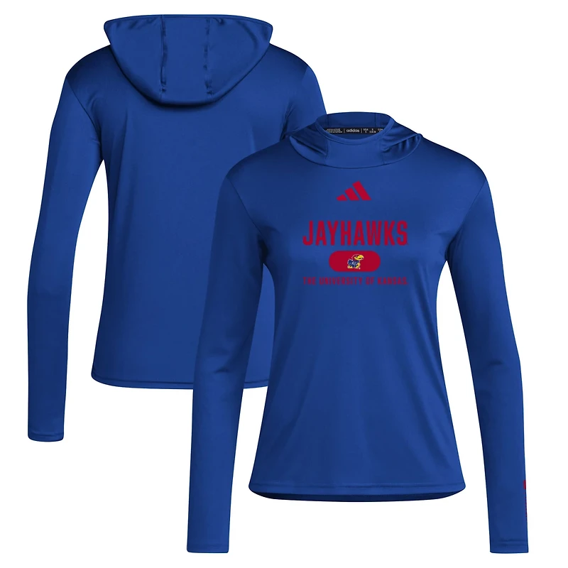 adidas Kansas Jayhawks Long Sleeve Hoodie T-Shirt