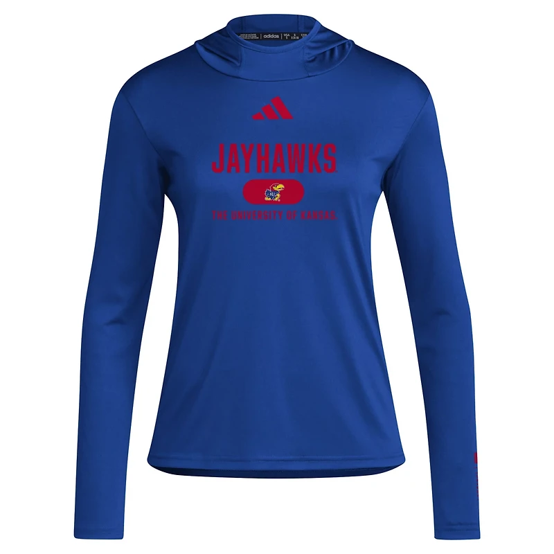 adidas Kansas Jayhawks Long Sleeve Hoodie T-Shirt