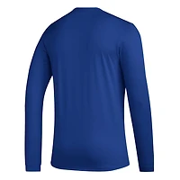 adidas Kansas Jayhawks Practice Basketball Pregame AEROREADY Long Sleeve T-Shirt