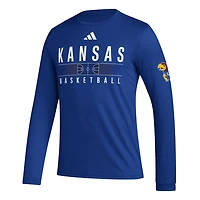 adidas Kansas Jayhawks Practice Basketball Pregame AEROREADY Long Sleeve T-Shirt
