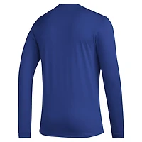 adidas Kansas Jayhawks Primary Locker Logo Pre-Game Long Sleeve T-Shirt