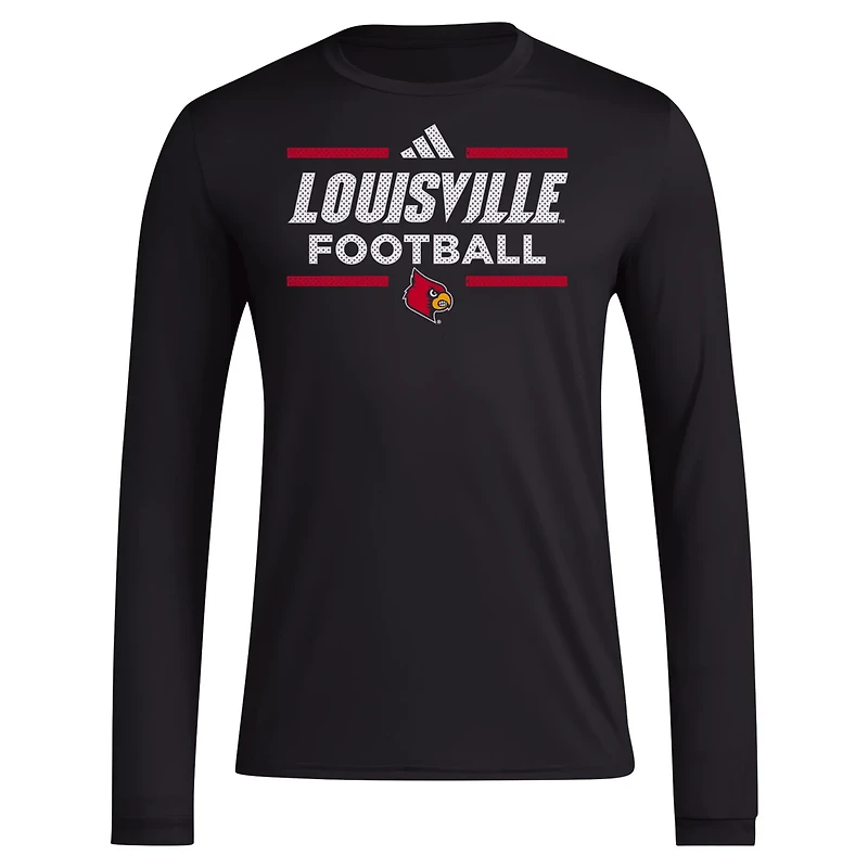 adidas Louisville Cardinals Locker Football Pre-Game AEROREADY Long Sleeve T-Shirt