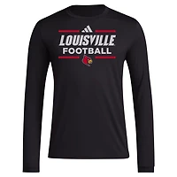 adidas Louisville Cardinals Locker Football Pre-Game AEROREADY Long Sleeve T-Shirt
