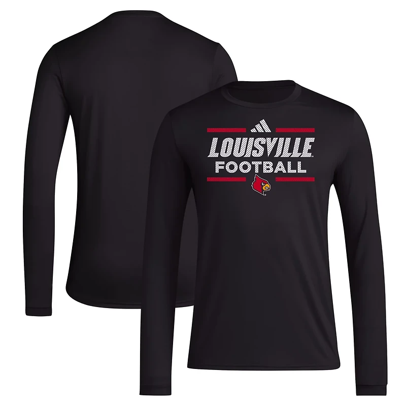adidas Louisville Cardinals Locker Football Pre-Game AEROREADY Long Sleeve T-Shirt