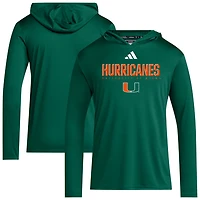 adidas Miami Hurricanes 2025 AEROREADY Sideline Training Long Sleeve Hooded T-Shirt