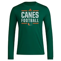 adidas Miami Hurricanes Locker Football Pre-Game AEROREADY Long Sleeve T-Shirt